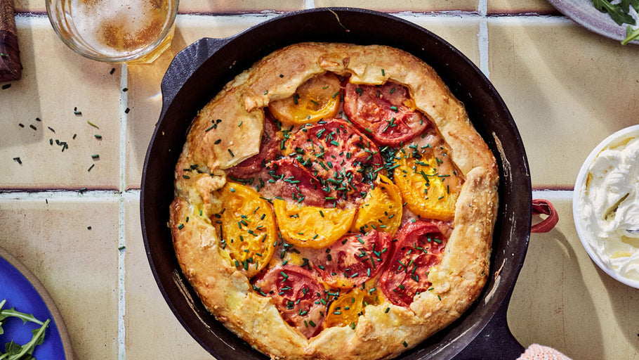 Tomato Galette with Spiced Beans and Cheddar