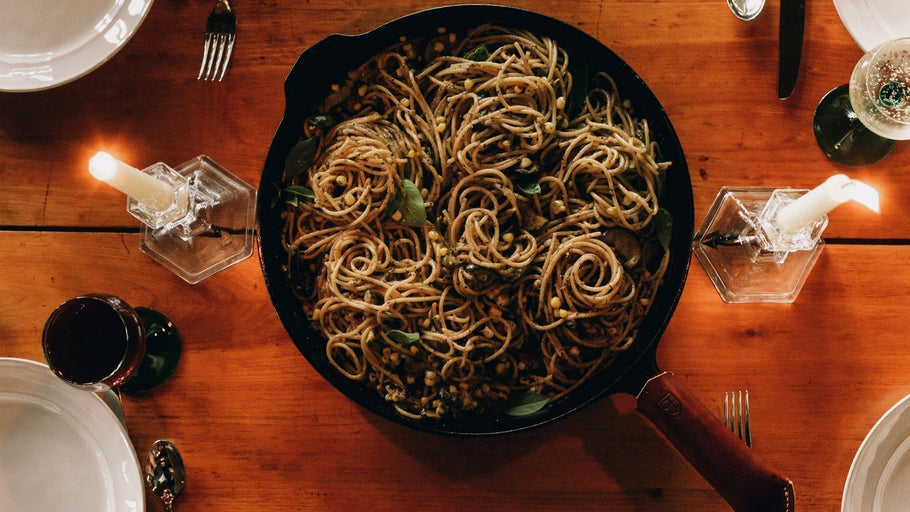 Zucchini and Corn Pasta with Pesto
