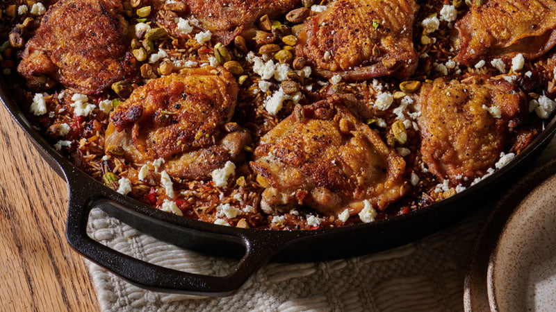 Baked Chicken and Rice with Dates and Pistachios