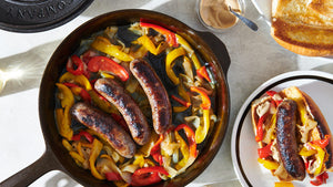 Beer-Braised Sausages, Peppers, and Onions