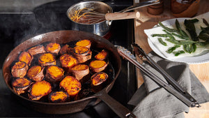 Cast Iron Roasted and Seared Sweet Potatoes