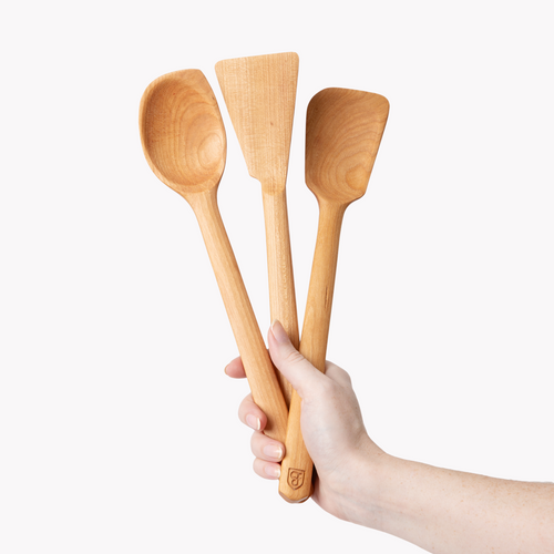 Wooden Spoon / Spatula SET of 3 Wooden Spoon / Rake for Pasta Spaghetti  Slotted Spatula Spoon Classic From Cherry Wood 32 