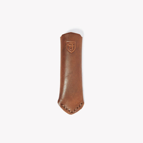 Brown vegetable tanned leather pot handle cover for lodge cast